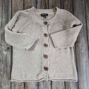 Eddie Bauer Large size Button Front Cardigan - Khaki Heather